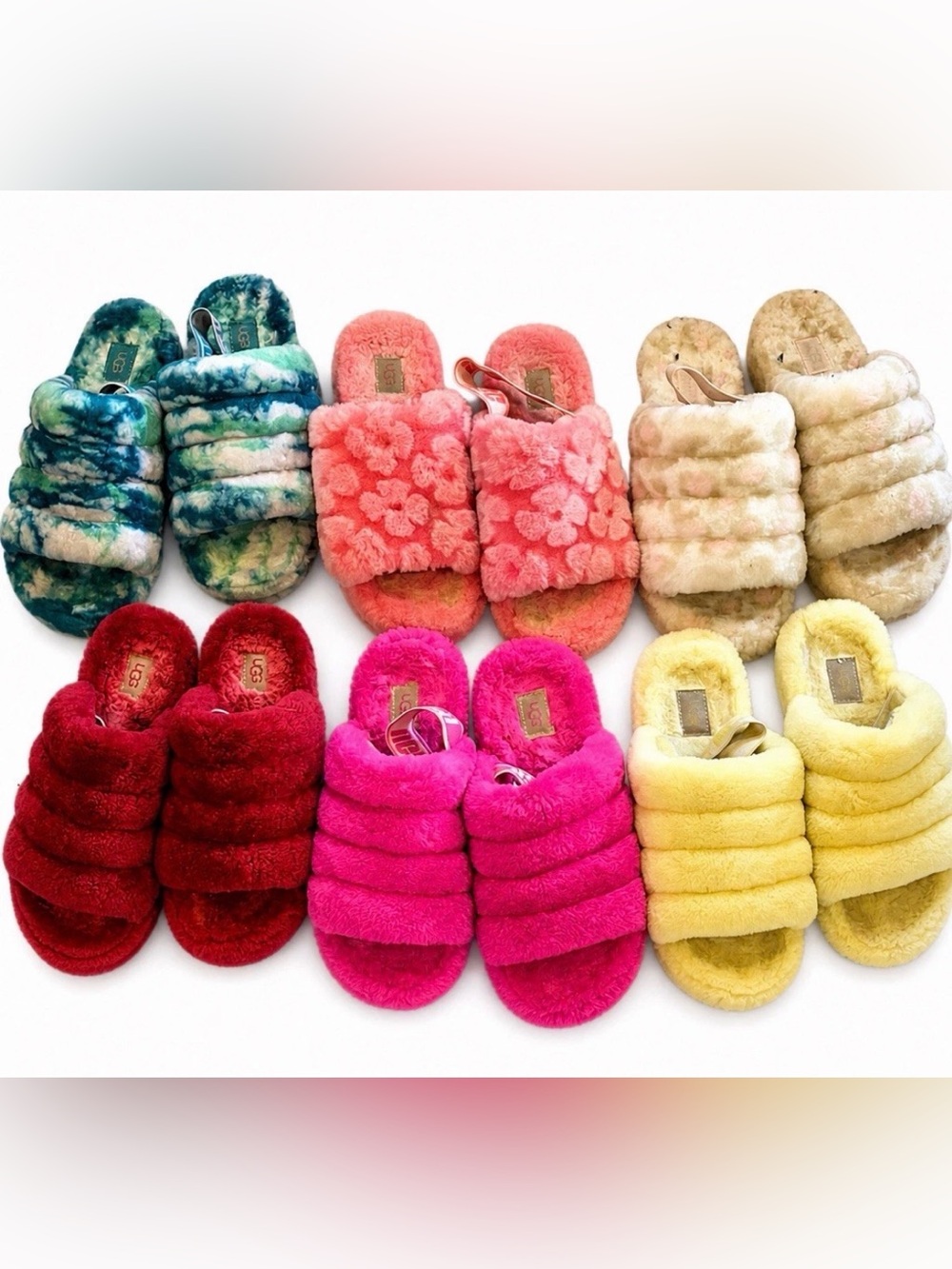 Lot of Women’s UGG Fluff Yeah Slides Set Of 6 Multicolor Size 9